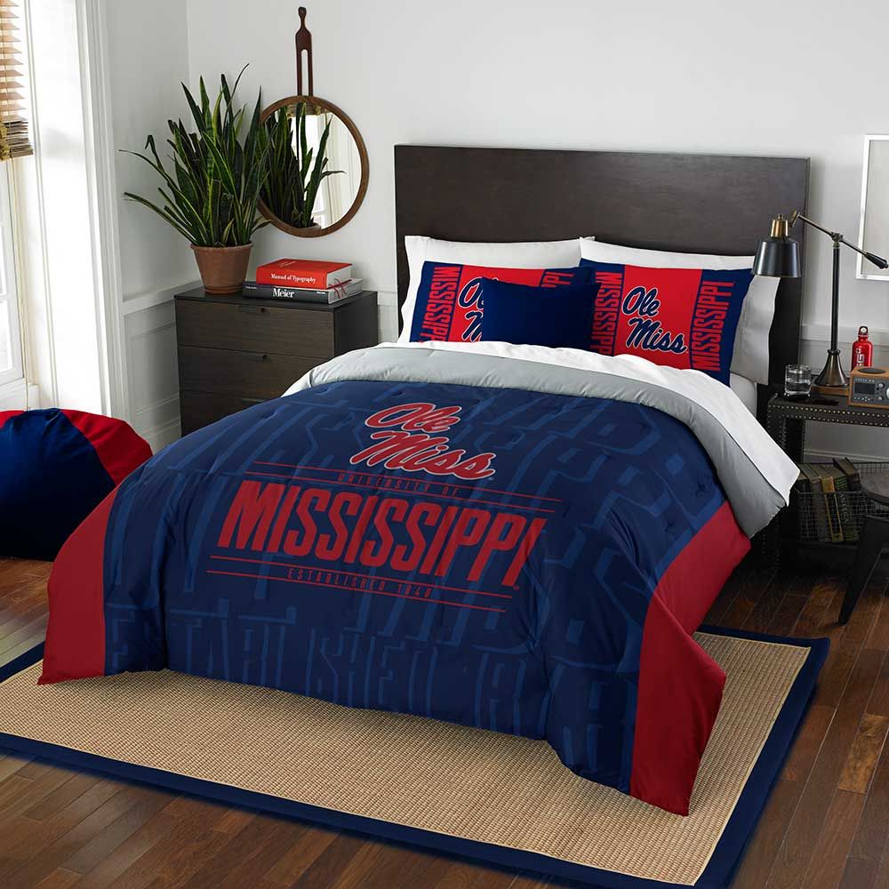 Ole Miss Rebels Full/Queen Comforter And Sham 3Pc Set Northwest Ncaa