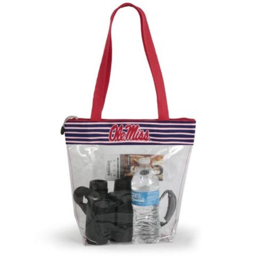 Ole Miss Rebels Clear Zipper Stadium Tote Approved Purse Bag Ncaa Inside Pocket