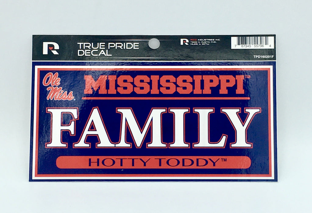 Ole Miss Rebels True Pride Decal Family Hotty Toddy 3" X 6" Sticker University