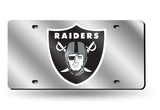 Oakland Raiders Mirror Car Tag Laser License Plate Silver Logo Nfl