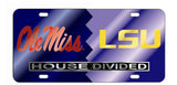 Ole Miss Rebels Lsu Tigers House Divided Mirror License Plate Car Tag University