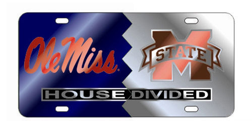 Ole Miss Rebels Mississippi State Bulldogs House Divided Mirror License Plate Car Tag University