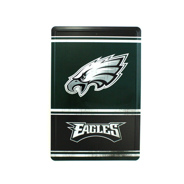 Philadelphia Eagles Team Tin Sign Vintage Wood Look Metal 8"  X 12" Man Cave Fan