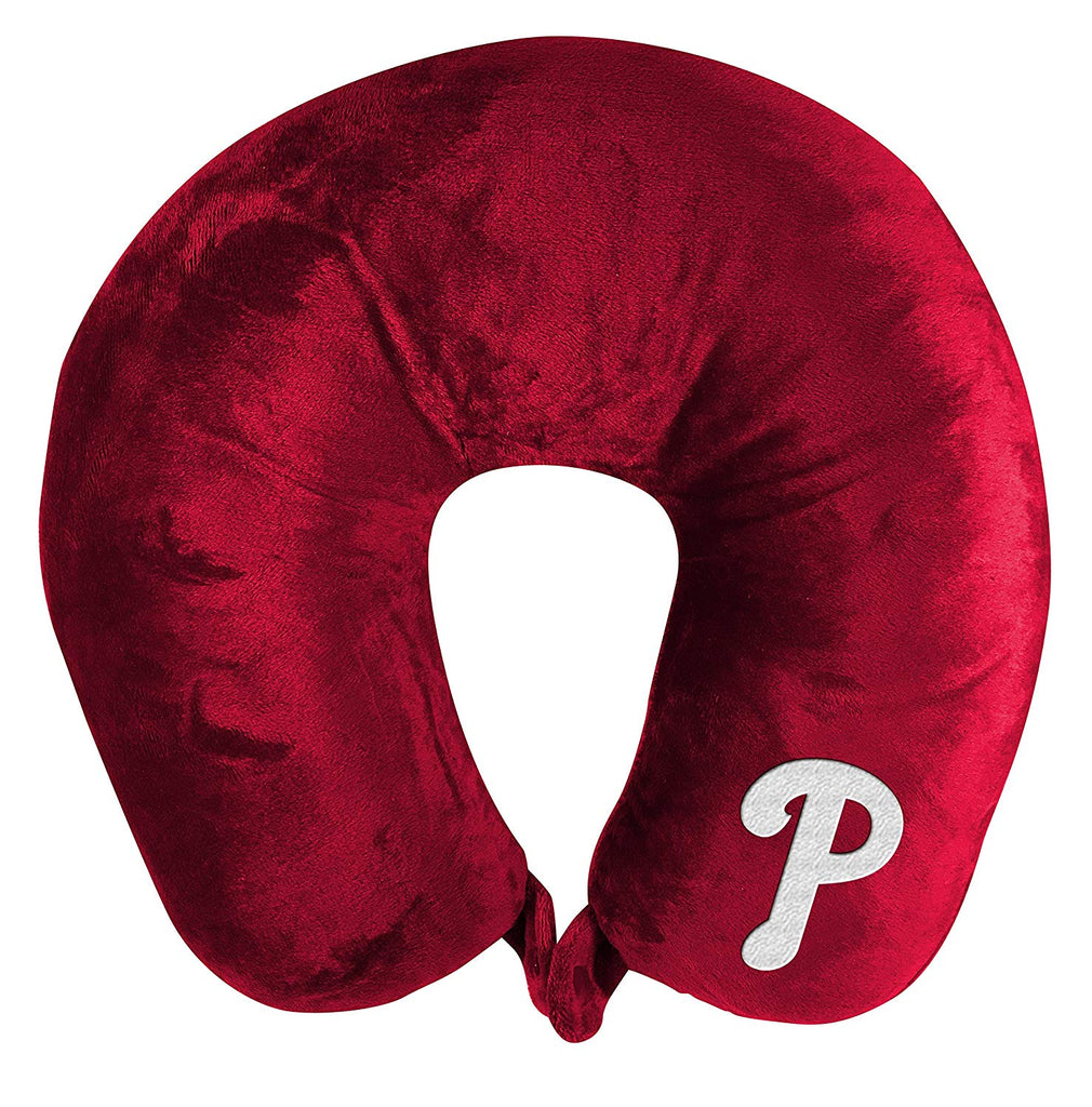 Philadelphia Phillies Applique Travel Neck Pillow Team Logo Color Snap Closure Polyester Mlb