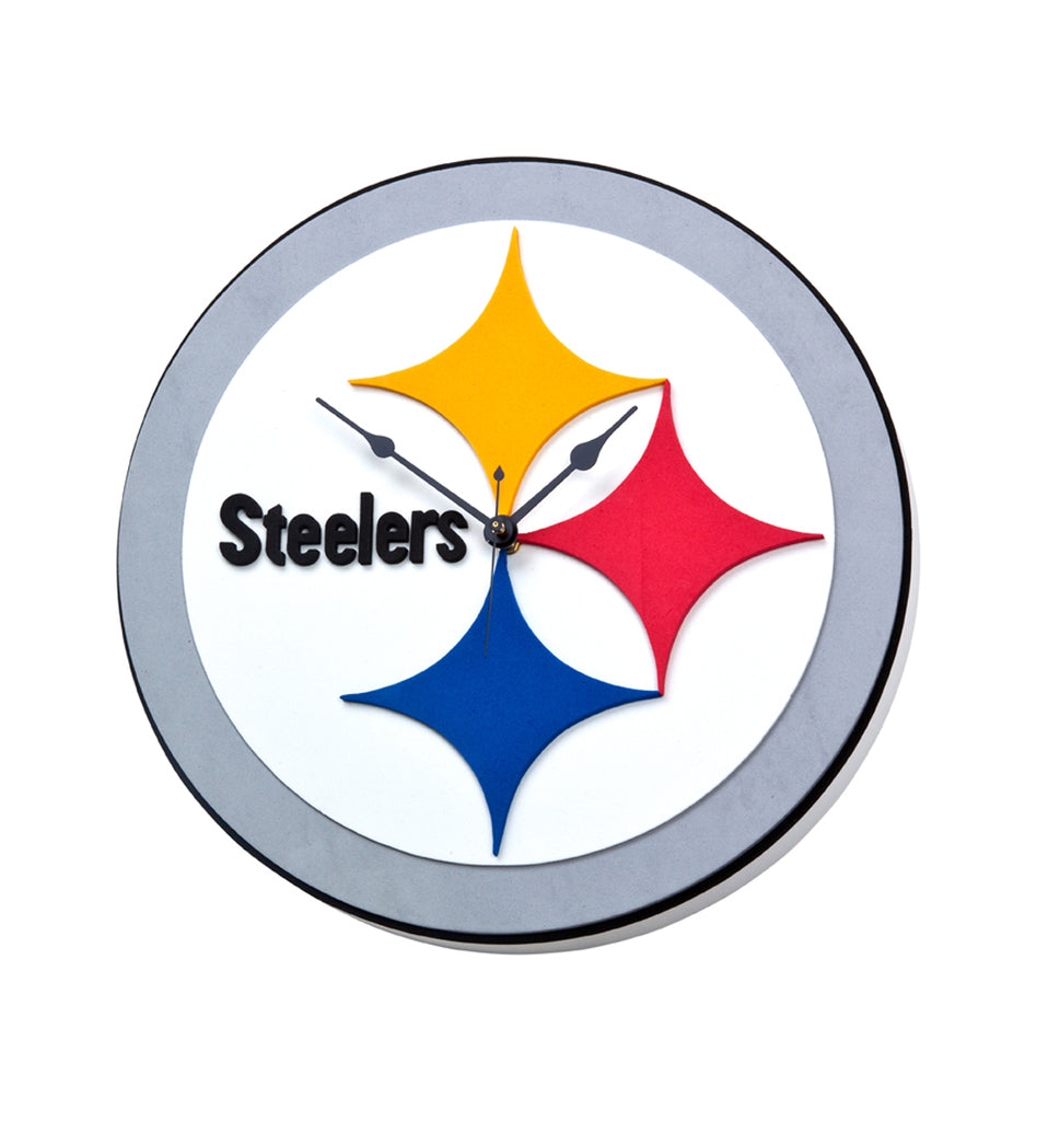 Pittsburgh Steelers 3D Foam Wall Clock  Den Office Mancave Sports Room Logo