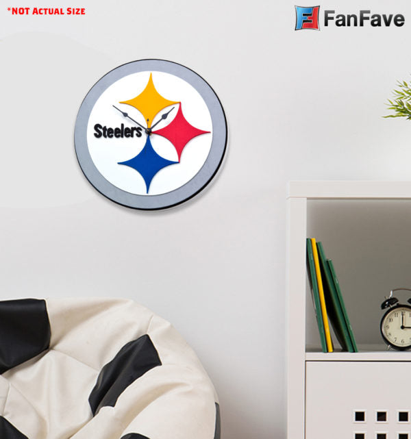 Pittsburgh Steelers 3D Foam Wall Clock  Den Office Mancave Sports Room Logo