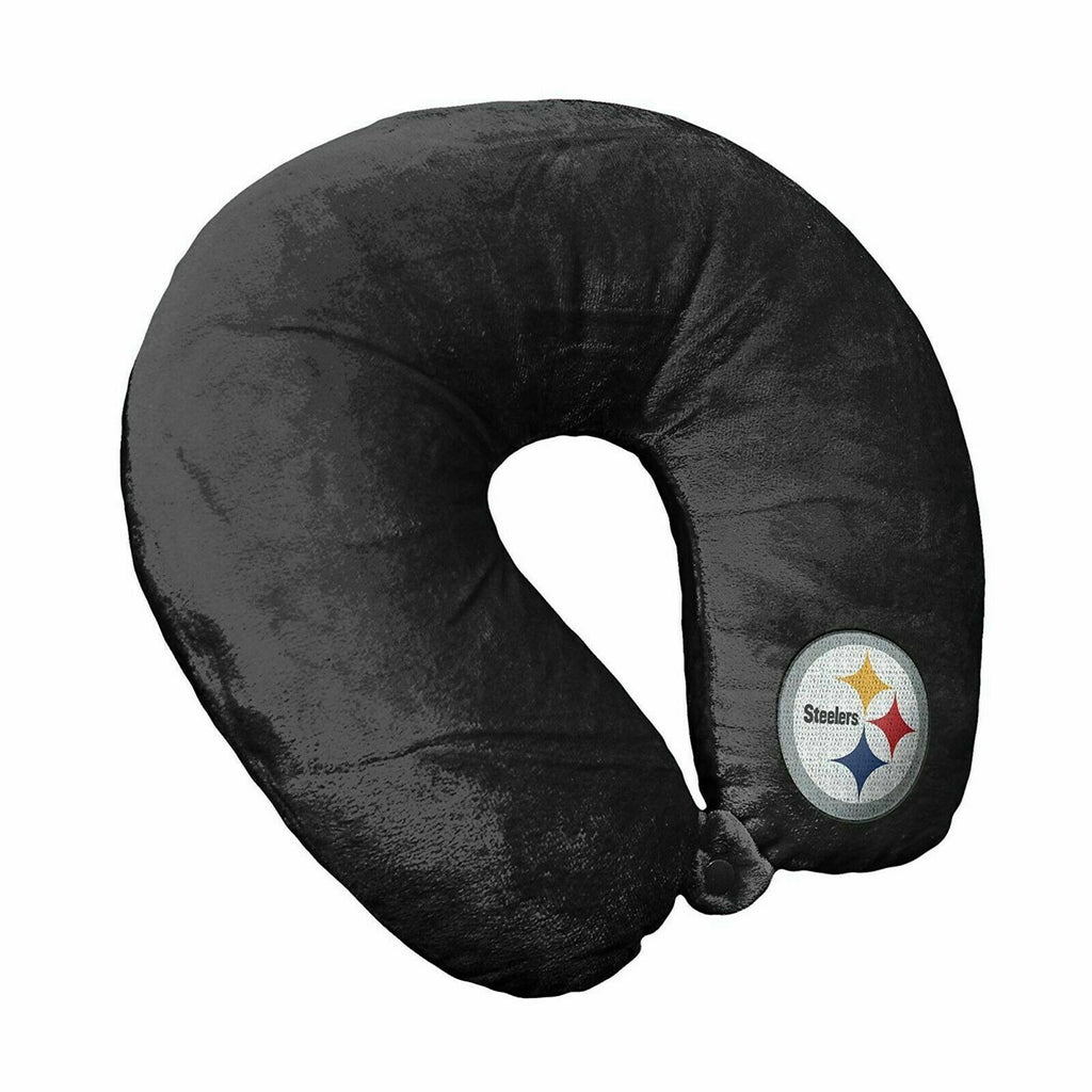 PITTSBURGH STEELERS APPLIQUE TRAVEL NECK PILLOW TEAM LOGO COLOR SNAP CLOSURE POLYESTER