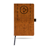 Pittsburgh Steelers Laser Engraved Brown Notepad With Elastic Band Journal Logo