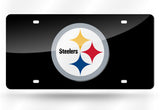 Pittsburgh Steelers Mirror Car Tag Laser License Plate Black Sign Logo Nfl