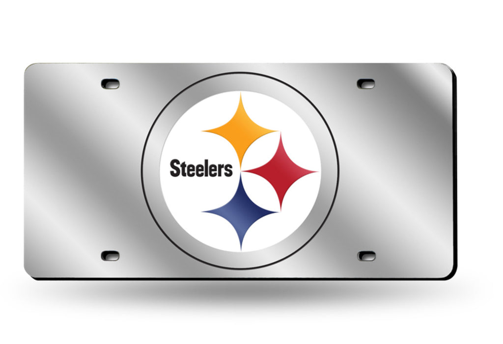 Pittsburgh Steelers Mirror Car Tag Laser License Plate Silver Sign Nfl
