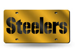Pittsburgh Steelers Mirror Car Tag Laser License Plate Gold Sign Nfl