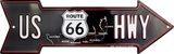 Route 66 Us Hwy Arrow Metal Tin Sign Man Cave Garage Decor Auto Travel Map