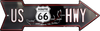 Route 66 Us Hwy Arrow Metal Tin Sign Man Cave Garage Decor Auto Travel Map