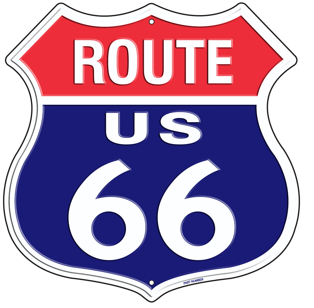 Us Route 66 11 X 11" Shield Metal Tin Embossed Usa Flag Color Sign Garage