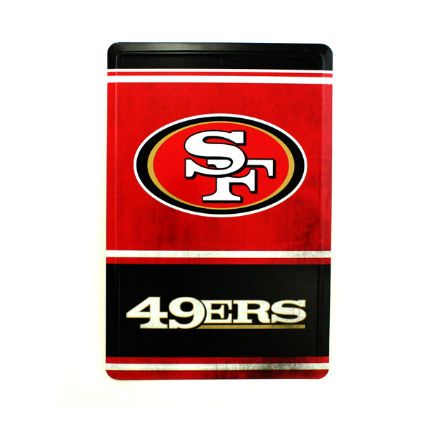 San Francisco 49Ers Team Tin Sign Vintage Wood Look Metal 8"  X 12" Man Cave Fan