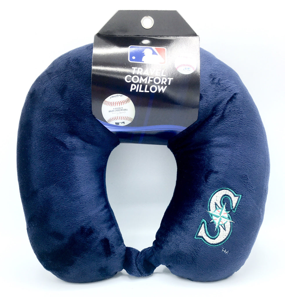 Seattle Mariners Applique Travel Neck Pillow Team Logo Color Snap Closure Polyester Mlb