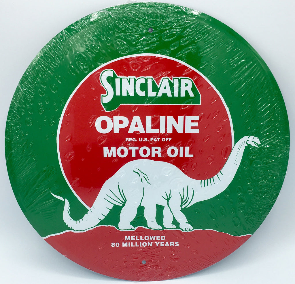 Sinclair Opaline Motor Oil Tin Metal Round Sign 12" Garage Man Cave Decor