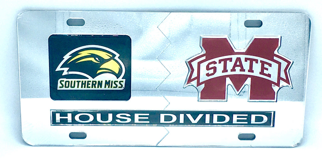 Southern Miss Golden Eagles Mississippi State Bulldogs House Divided Mirror License Plate Car Tag University
