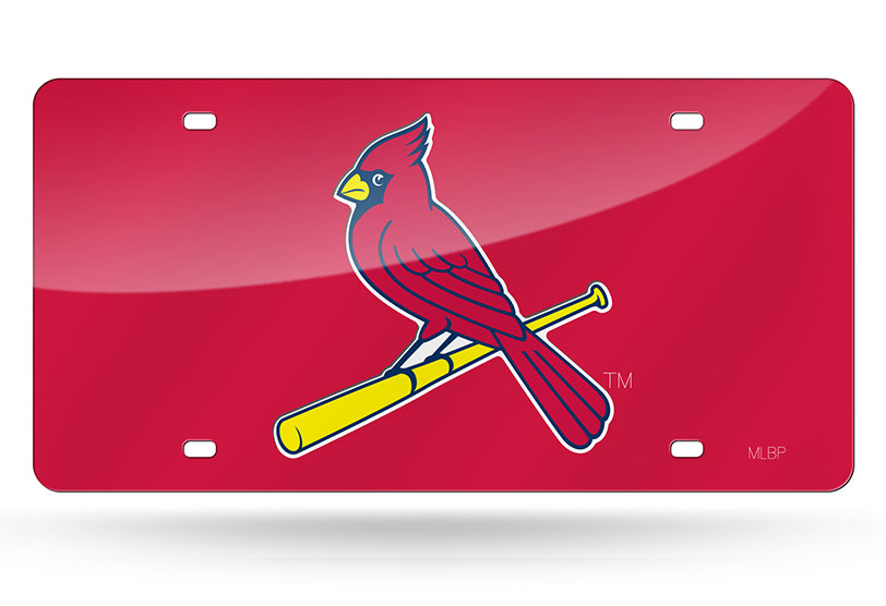 St. Louis Cardinals Laser Cut Mirror Car Tag License Plate Red