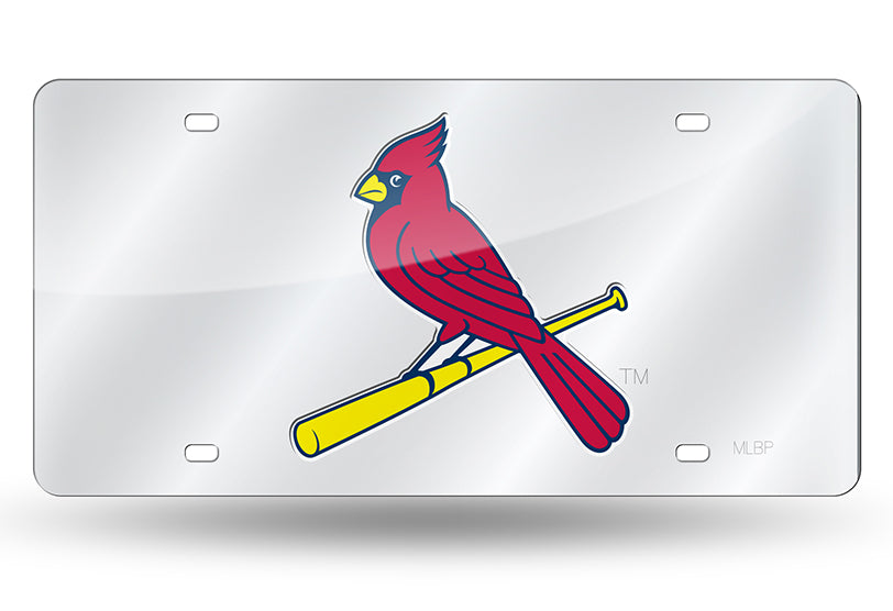 ST. LOUIS CARDINALS LASER CUT MIRROR CAR TAG LICENSE PLATE SILVER