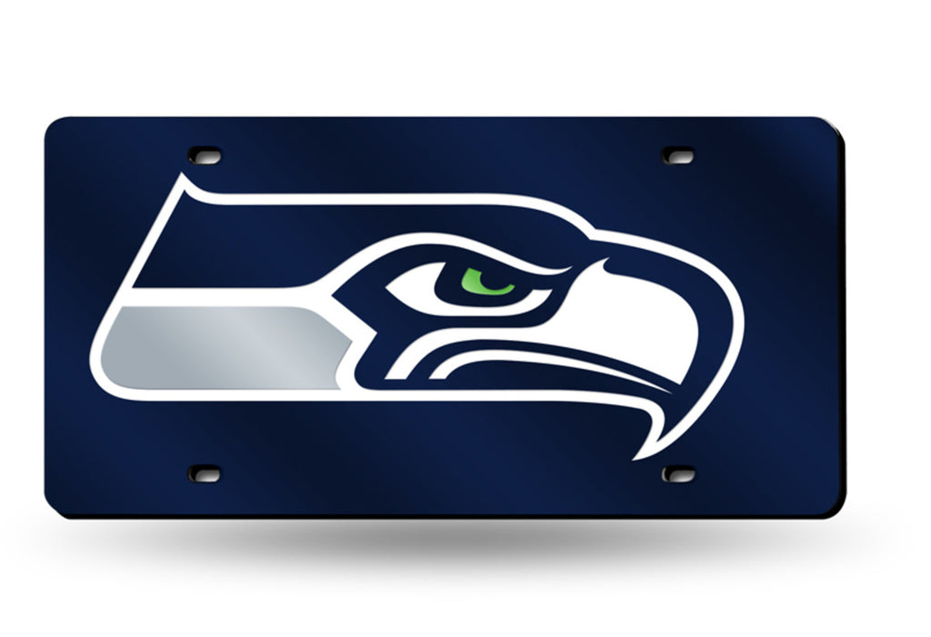 Seattle Seahawks Mirror Car Tag Laser License Plate Blue Sign Nfl