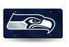 Seattle Seahawks Mirror Car Tag Laser License Plate Blue Sign Nfl