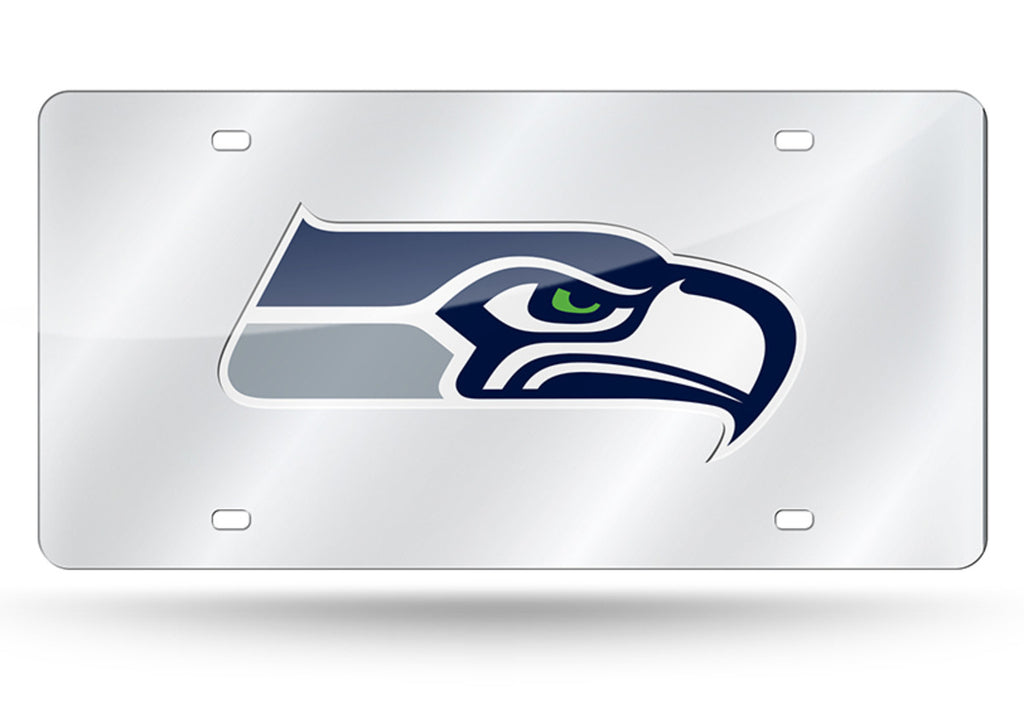 Seattle Seahawks Mirror Car Tag Laser License Plate Silver Sign Nfl