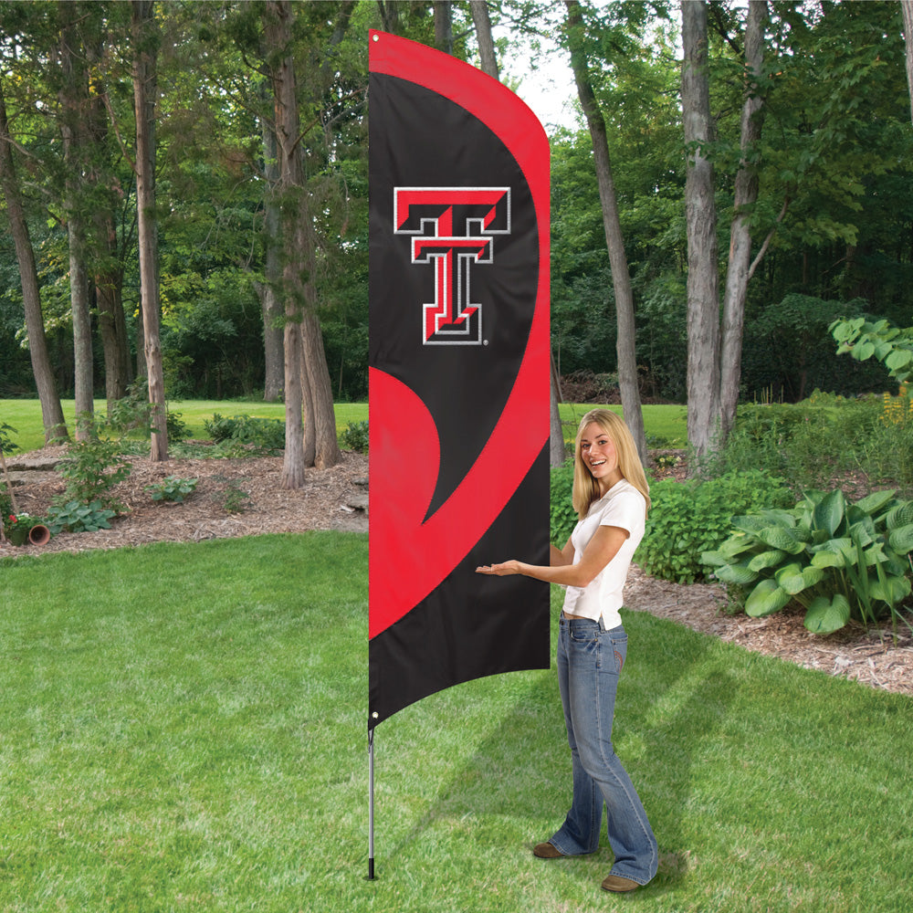 Texas Tech Red Raiders 8.5 Foot Tall Team Flag 11.5' Pole Sign Banner Applique Tailgates