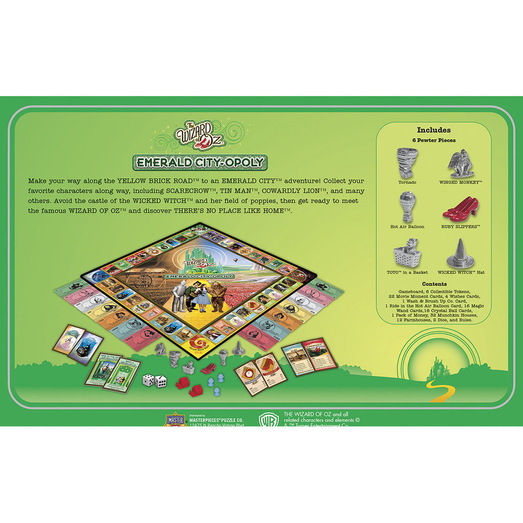 The Wizard of Oz Emerald City Opoly Board Game Collectors Edition Set