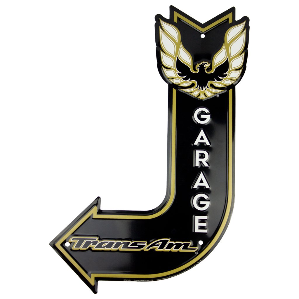 Trans Am Garage J Arrow Metal Embossed Sign