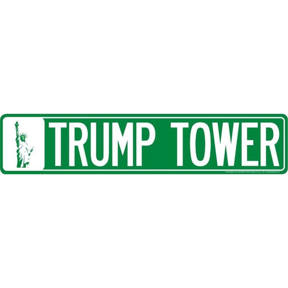 Trump Tower Street Sign 24 X 5" Embossed Metal New York Road Ny Man Cave Garage