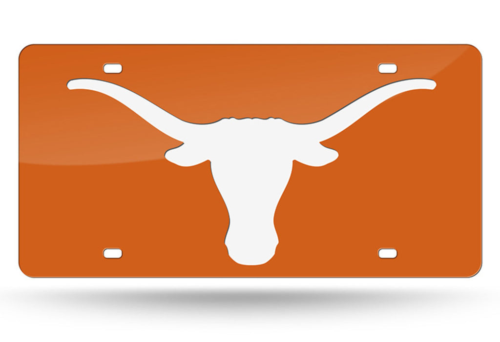 Texas Longhorns Mirror Car Tag Laser License Plate Auto Orange White Logo University