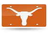 Texas Longhorns Mirror Car Tag Laser License Plate Auto Orange White Logo University