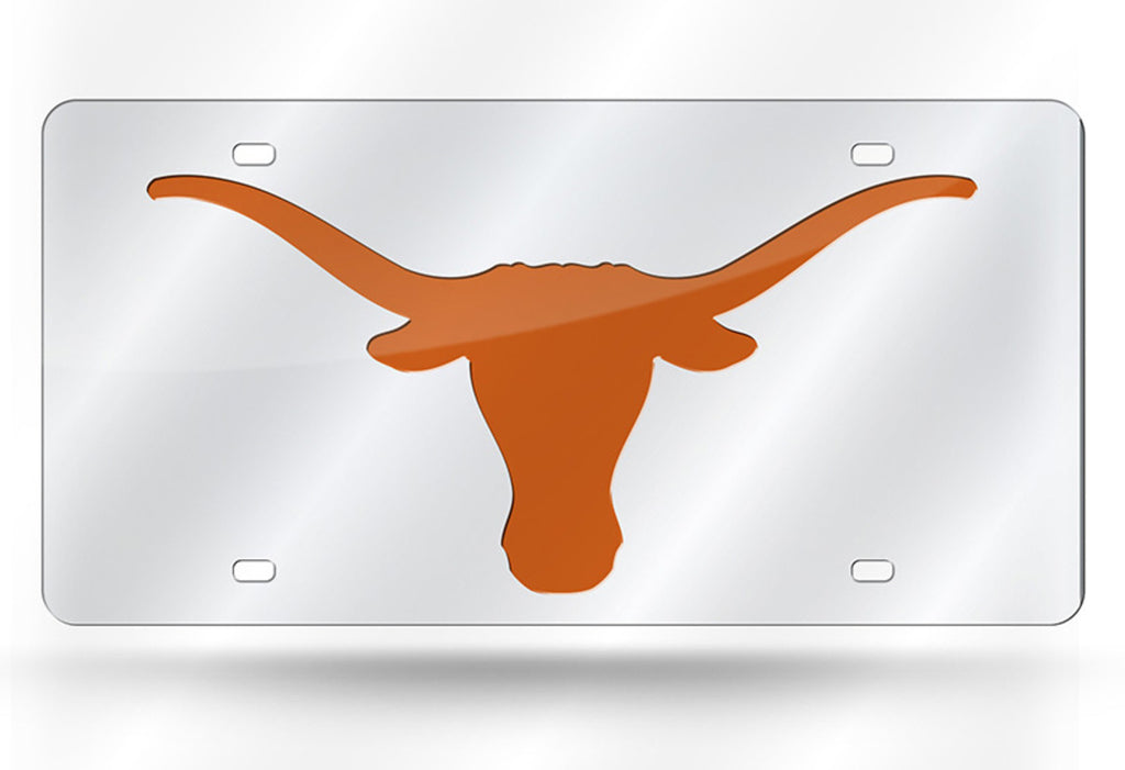 TEXAS LONGHORNS SILVER MIRROR CAR TAG LASER LICENSE PLATE UNIVERSITY AUTO SIGN