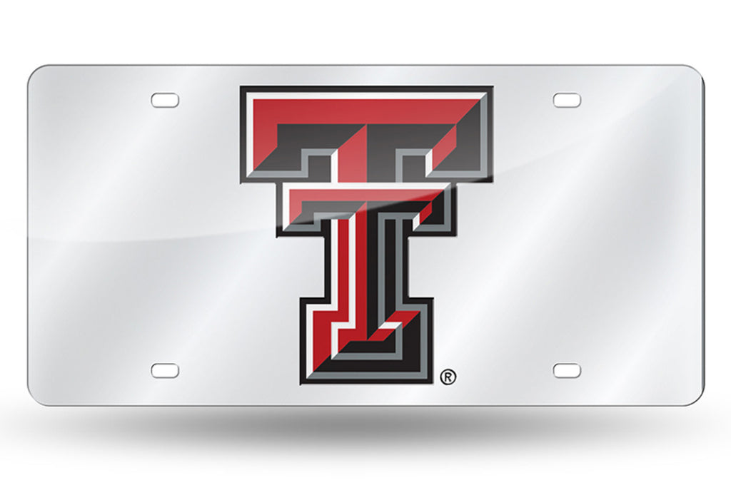 TEXAS TECH RED RAIDERS SILVER MIRROR CAR TAG LASER LICENSE PLATE UNIVERSITY