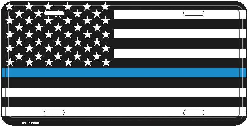 American Flag Thin Blue Line Aluminum Car Truck Tag License Plate Usa Police