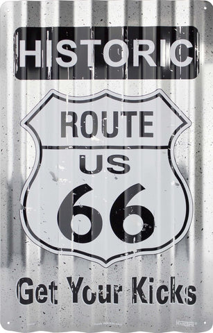 Us Route 66 Embossed Metal Shield