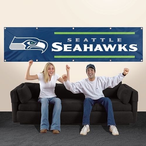 Seattle Seahawks 8' X 2' Banner 8 Foot Heavyweight Nylon Sign Grommets Premium