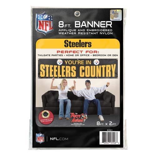 Pittsburgh You'Re In Steelers Country 8' X 2' Banner 8 Foot Heavyweight Sign Nfl