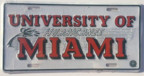 Miami Hurricanes Car Truck Tag License Plate Miami Metal Man Cave Sign
