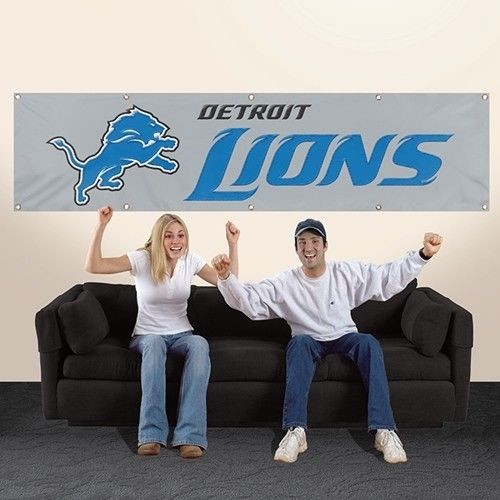 Detroit Lions 8' X 2' Banner 8 Foot Heavyweight Nylon Sign Grommets Flag Nfl