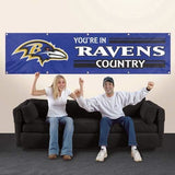 BALTIMORE RAVENS 8' X 2' YOU'RE IN RAVENS COUNTRY BANNER 8 FOOT HEAVYWEIGHT SIGN
