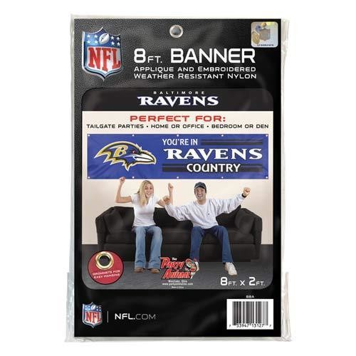 BALTIMORE RAVENS 8' X 2' YOU'RE IN RAVENS COUNTRY BANNER 8 FOOT HEAVYWEIGHT SIGN