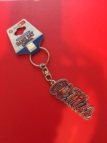 Ole Miss Rebels Keychain Script Bling Diamond