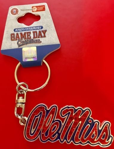 Ole Miss Rebels Keychain Script Bling Diamond