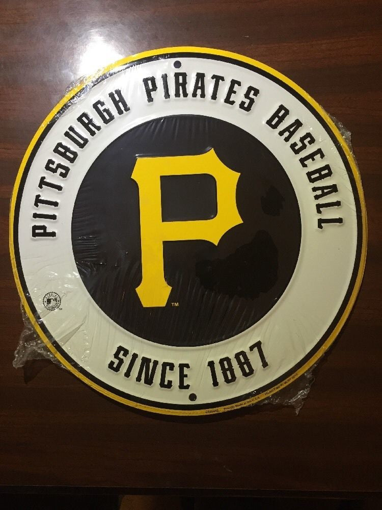 Pittsburgh Pirates 12" Round Metal Baseball Sign Man Cave Sports Sign Pittsburg