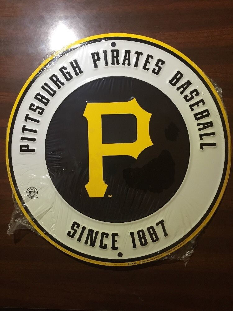 Pittsburgh Pirates 12" Round Metal Baseball Sign Man Cave Sports Sign Pittsburg