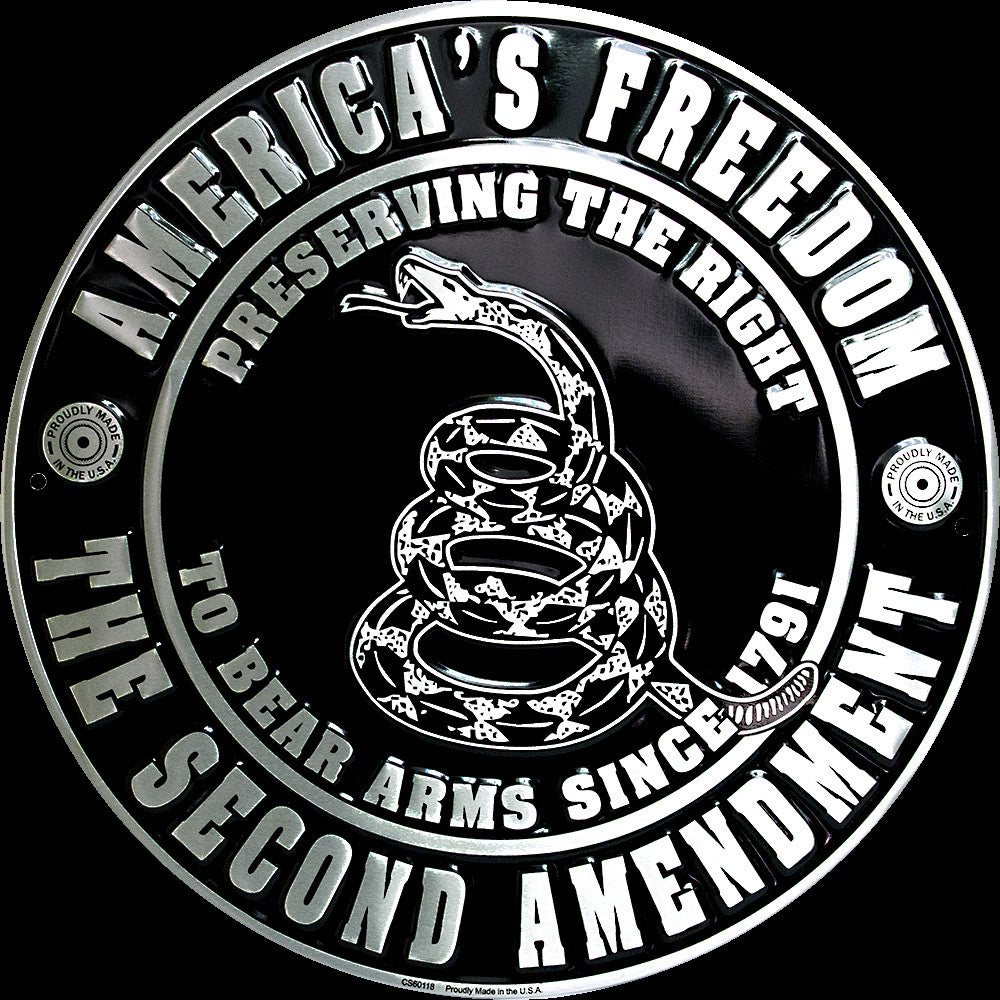 America'S Freedom The Second Amendment 12" Round Metal Sign To Bear Arms 1791