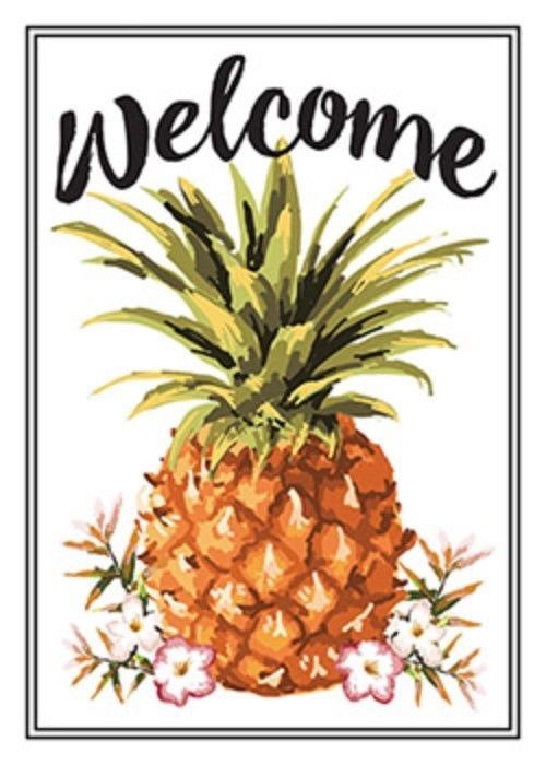 WELCOME PINEAPPLE EMBOSSED METAL SIGN 10X14"
