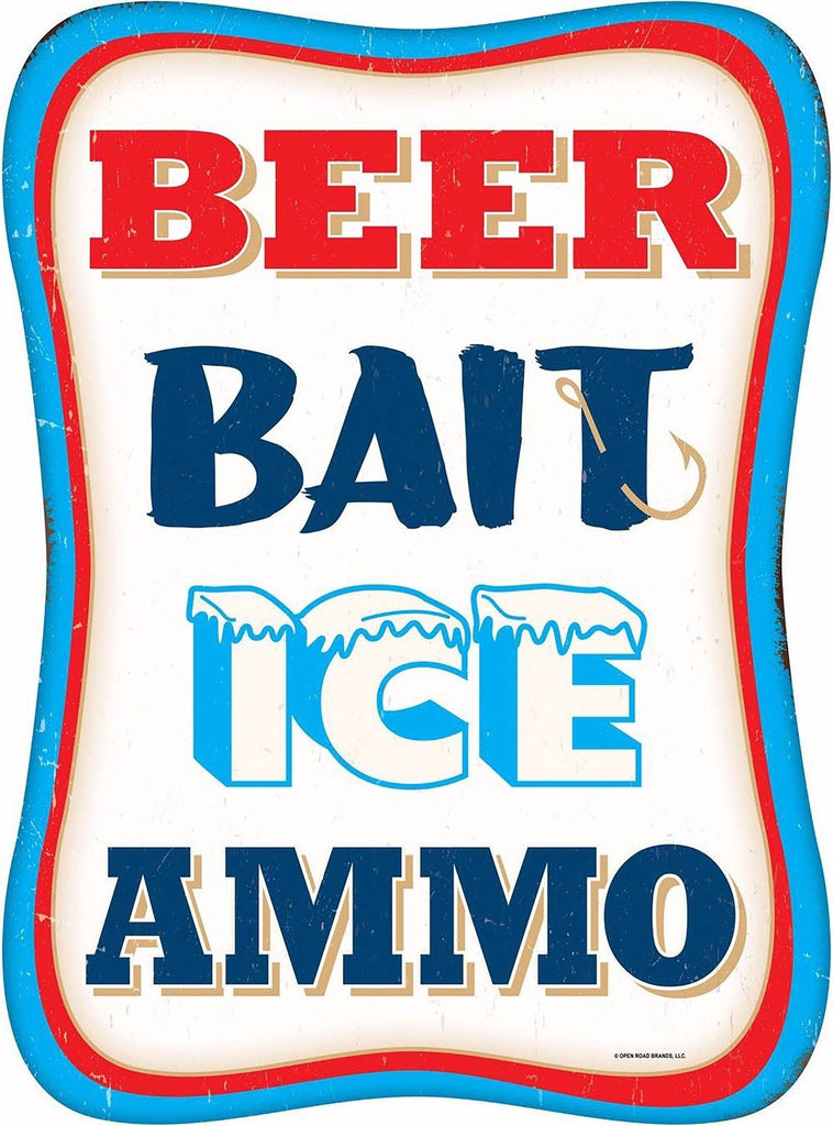 BEER BAIT ICE AMMO RETRO METAL SIGN